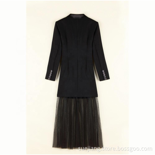 Super Star Brilliant Suit Collar Mesh Dress